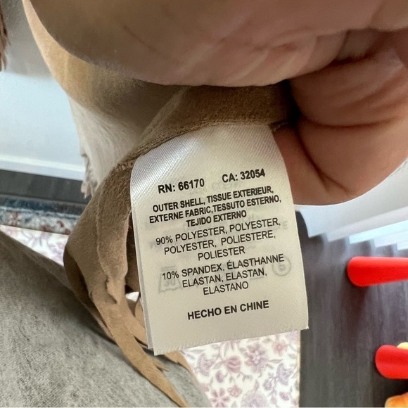 Anthropologie Anderson & Lauth Taupe Faux Suede Fringe Poncho Kimino- One Size - Picture 12 of 12